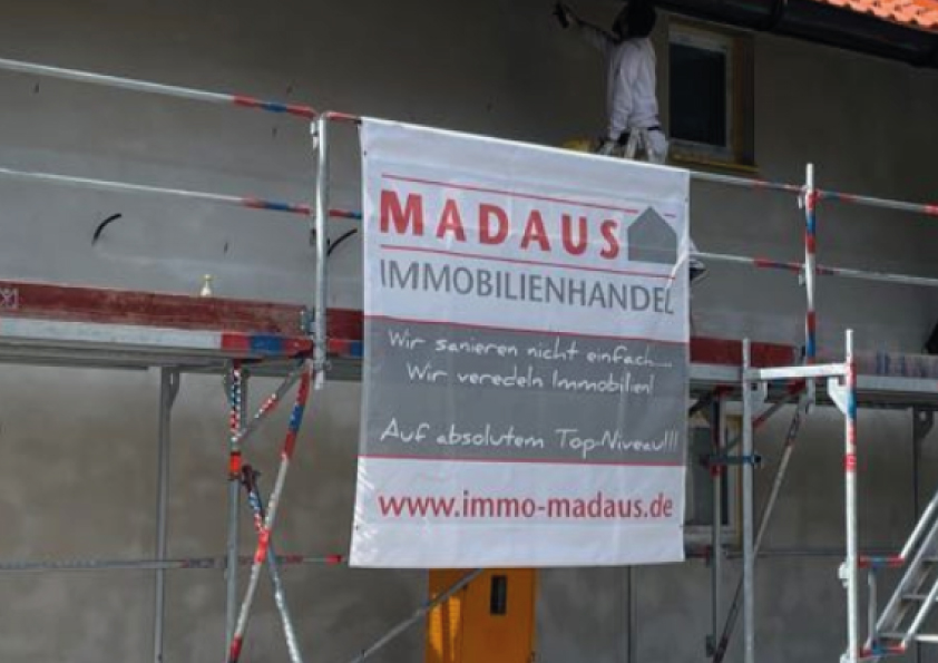 Gerüstbanner / Gerüstplane von c&w - das Werbezentrum in Geretsried.